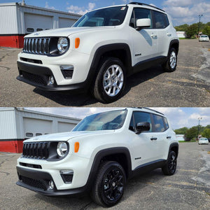 Trim Illusion - Gloss Black Tape-on Patented Grille Overlay 19-23 Jeep Renegade 2019 Late Model 7 PCS