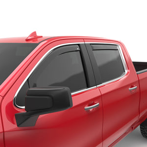 EGR In-channel Window Visors - Front & Rear Set Dark Smoke Crew Cab Cab - 19-23 Chevrolet Silverado & GMC Sierra 1500