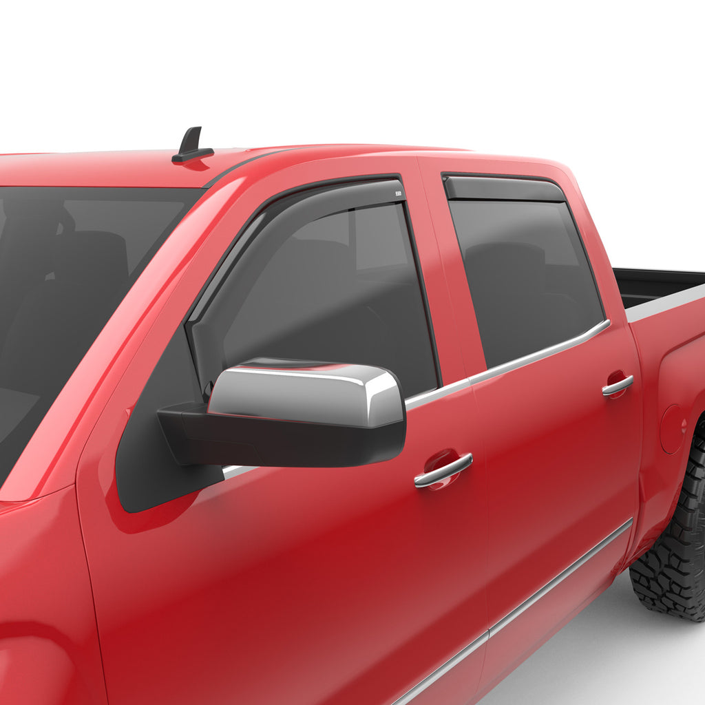 EGR In channel Window Visors Front Rear Set Dark Smoke Crew Cab Truck Stuff HQ