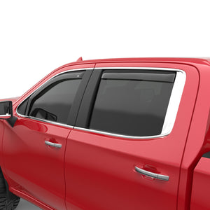 EGR In-channel Window Visors - Front & Rear Set Dark Smoke Extended Cab - 19-23 Chevrolet Silverado & GMC Sierra 1500