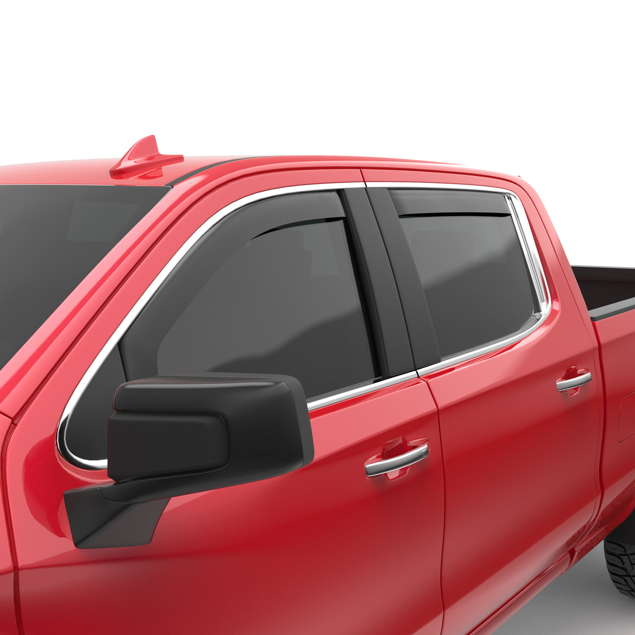 EGR In-channel Window Visors - Front & Rear Set Matte Black Extended Cab - 19-23 Chevrolet Silverado & GMC Sierra 1500