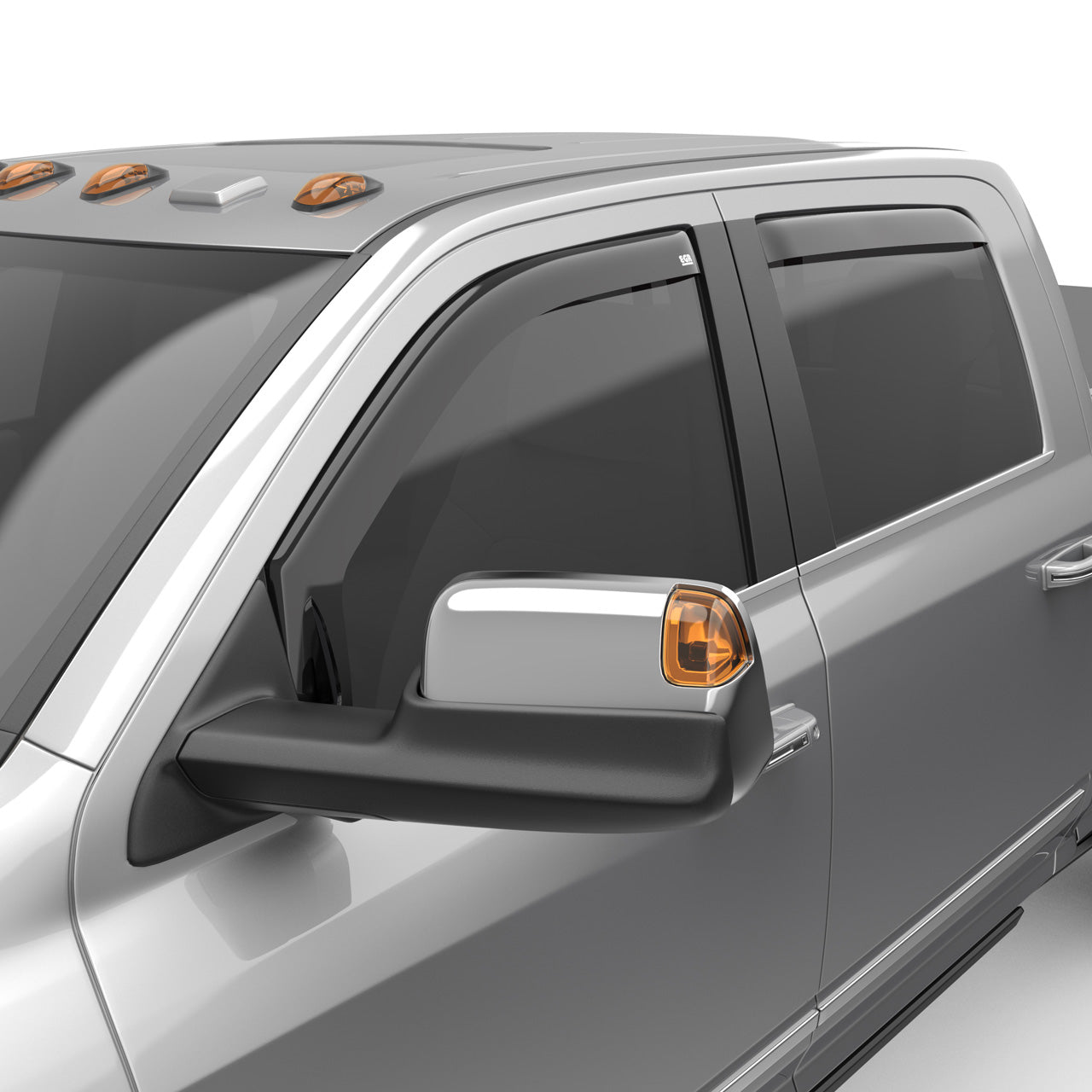 EGR In-channel Window Visors - Front & Rear Set Dark Smoke Crew Cab - 19-23 Ram 2500 & 3500