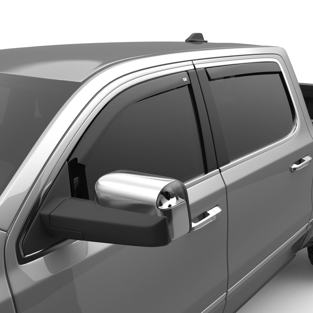 EGR In-channel Window Visors - Front & Rear Set Dark Smoke Extended Cab - 19-23 Ram 1500