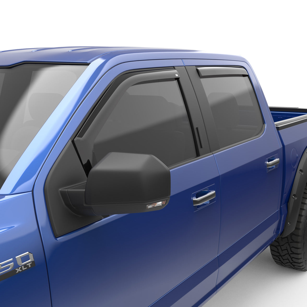 EGR In-channel Window Visors - Front & Rear Set Dark Smoke Extended Cab - 15-23 Ford F-150 17-22 Ford F-250 & F-350 Super Duty