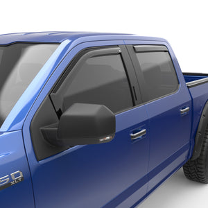 EGR In-channel Window Visors - Front & Rear Set Dark Smoke Extended Cab - 15-23 Ford F-150 17-22 Ford F-250 & F-350 Super Duty