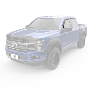 EGR In-channel Window Visors - Front & Rear Set Matte Black Extended Cab - 15-23 Ford F-150 17-22 Ford F-250 & F-350 Super Duty