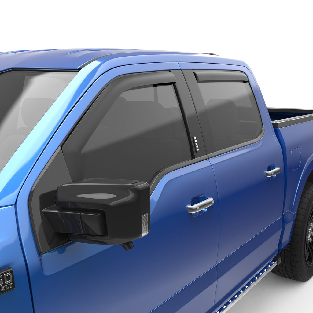 EGR In channel Window Visors Front Rear Set Matte Black Crew Cab Truck Stuff HQ
