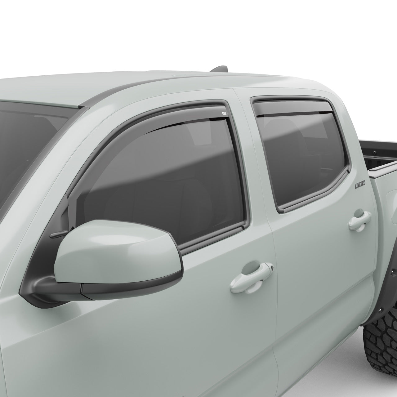 EGR In-channel Window Visors - Front & Rear Set Dark Smoke Crew Cab - 16-23 Toyota Tacoma