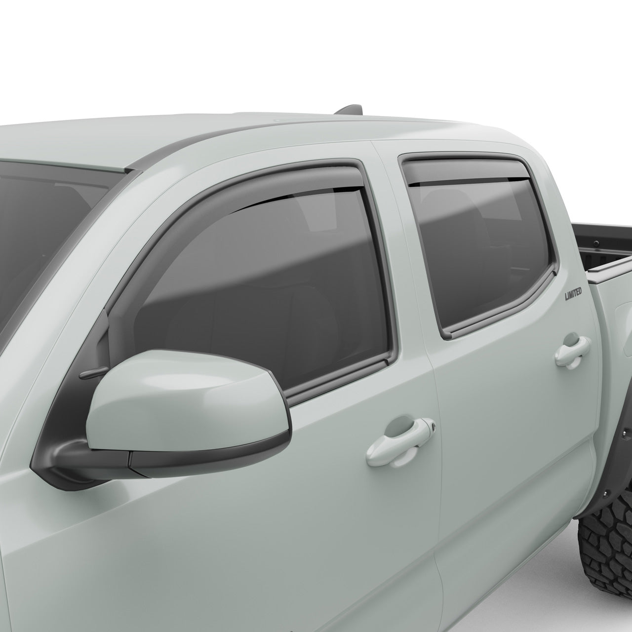 EGR In-channel Window Visors - Front & Rear Set Matte Black Crew Cab - 16-23 Toyota Tacoma