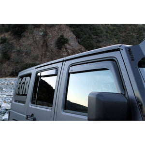 EGR In-channel Window Visors Front & Rear Set Dark Smoke - 07-17 4-Door Jeep Wrangler Unlimited