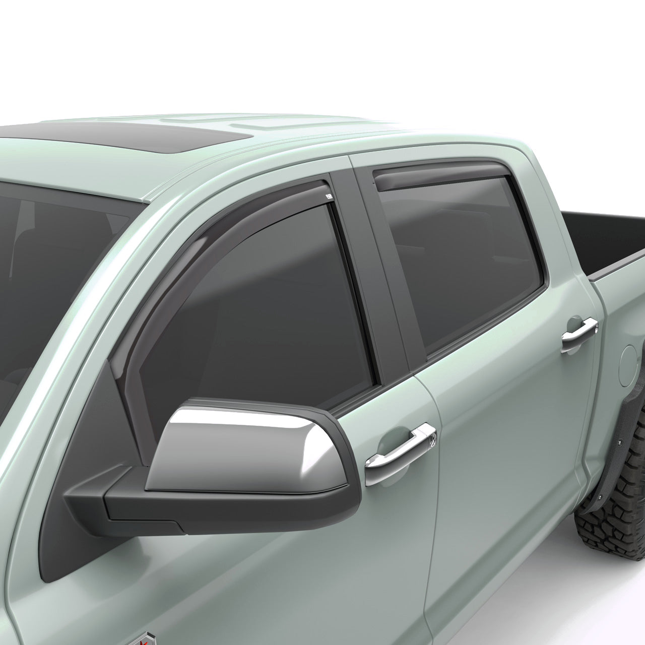 EGR In-channel Window Visors - Front & Rear Set Dark Smoke Extended Cab - 07-21 Toyota Tundra