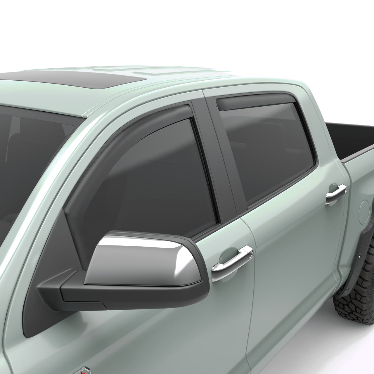 EGR In-channel Window Visors - Front & Rear Set Matte Black Extended Cab - 07-21 Toyota Tundra