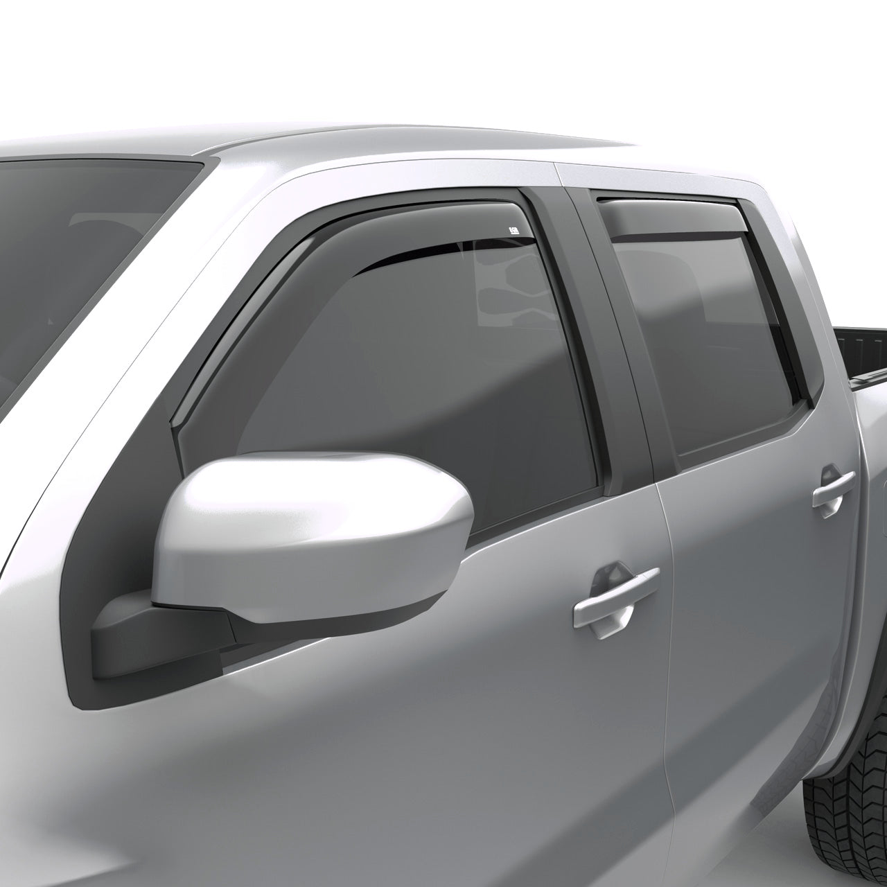 EGR In-channel Window Visors - Front & Rear Set Dark Smoke Crew Cab Cab - 22+ Nissan Frontier