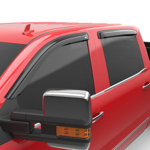 EGR Tape-on Window Visors Front & Rear Set Dark Smoke Crew Cab - 14-18 Chevrolet Silverado & GMC Sierra 1500 15-19 Chevrolet Silverado & GMC Sierra 2500HD 3500HD