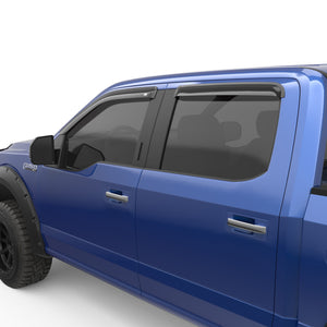 EGR Tape-on Window Visors Front & Rear Set Dark Smoke Extended Cab - 15-23 Ford F-150 17-22 Ford F-250 & F-350 Super Duty