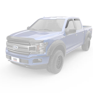 EGR Tape-on Window Visors Front & Rear Set Dark Smoke Extended Cab - 15-23 Ford F-150 17-22 Ford F-250 & F-350 Super Duty