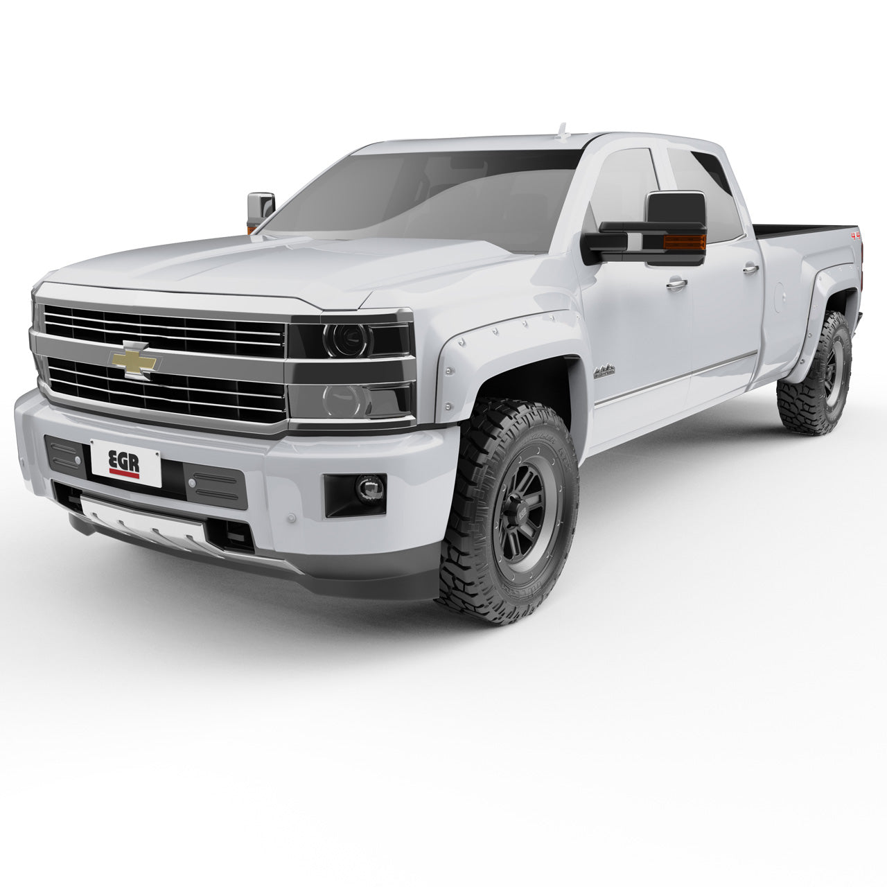 EGR Traditional Bolt-on look Fender Flares - 14-18 Chevrolet Silverado 1500 15-19 Chevrolet Silverado 2500HD & 3500HD Painted to Code - Summit White set of 4