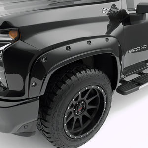 EGR Traditional Bolt-on look Fender Flares - 20-23 Chevrolet Silverado 2500HD & 3500HD Painted to Code Black set of 4