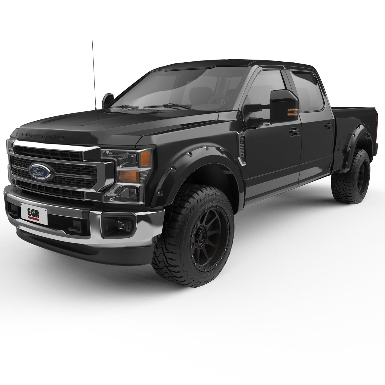 EGR Traditional Bolt-on look Fender Flares - 17-22 Ford F-250 & F-350 Super Duty Painted to Code Black set of 4