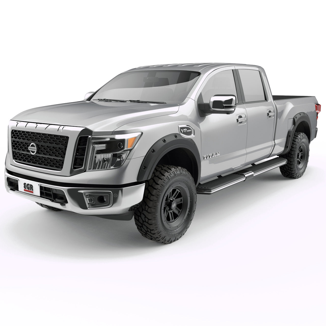EGR Traditional Bolt-on look Fender Flares with Black-out Bolt Kit - 17-23 Nissan Titan with Fender Badge set of 4