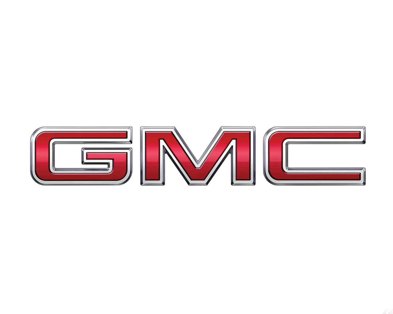 Red and Silver logo of 3 letters spelling out GMC on white background