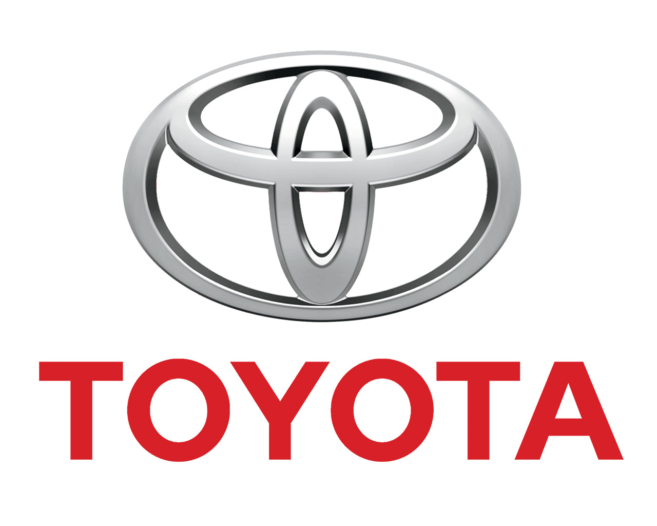 Toyota symbol above red Toyota word on white background