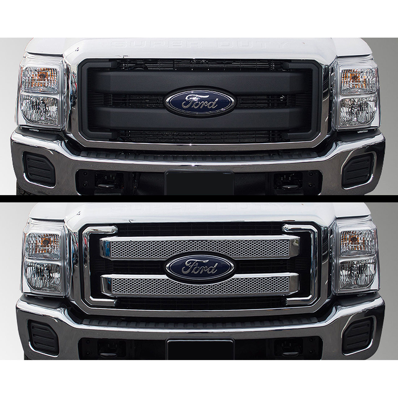 Trim Illusion - Chrome Tape-on Patented Grille Overlay 11-16 Ford F-250 Super Duty/F-350 Super Duty Not For Working Truck 4 PCS Chrome Tape-on Patented Grille Overlay