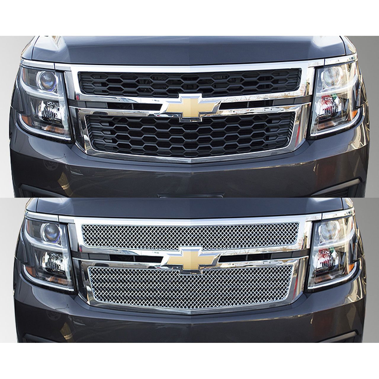 Trim Illusion - Mesh Chrome Tape-on Patented Grille Overlay 15-20 Chevrolet Tahoe/Suburban Does not fit LTZ 2 PCS