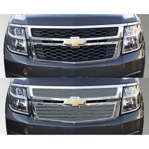 Trim Illusion - Mesh Chrome Tape-on Patented Grille Overlay 15-20 Chevrolet Tahoe/Suburban Does not fit LTZ 2 PCS
