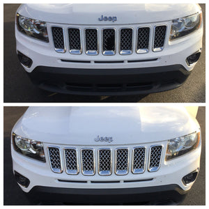 Trim Illusion Mesh Chrome Tape-on Patented Grille Overlay 11-17 Jeep Compass 7 PCS