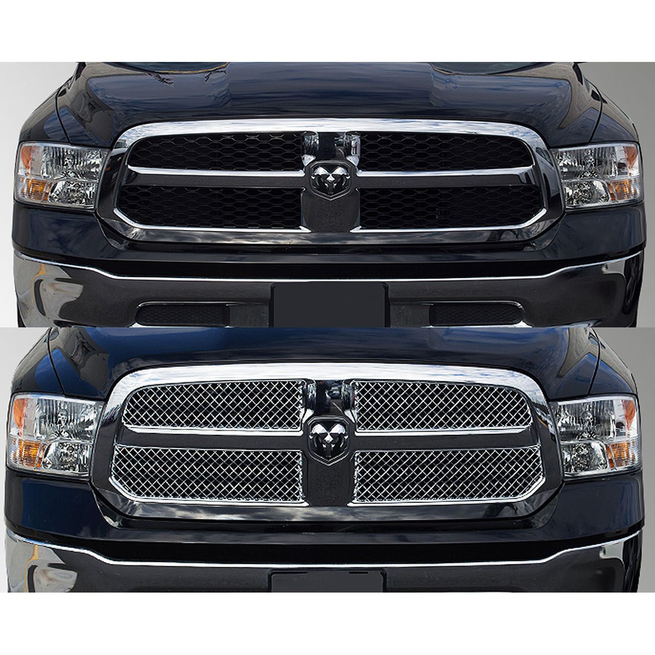 Trim Illusion - Mesh Chrome Tape-on Patented Grille Overlay 13-18 Ram 1500, 19-23 Ram 1500 Classic ST/Tradesman 4 PCS