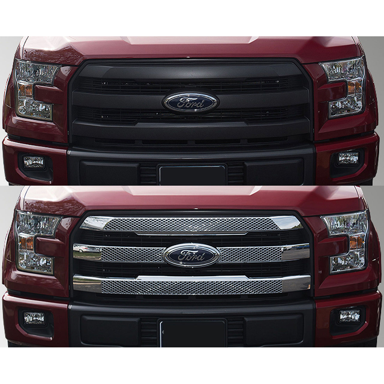 Trim Illusion - Chrome Tape-on Patented Grille Overlay 15-17 Ford F-150 Lariat Does not fit grille with Camera 3 PCS