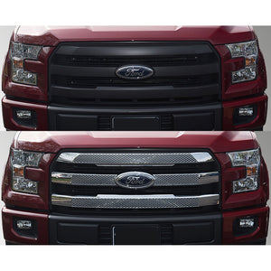 Trim Illusion - Chrome Tape-on Patented Grille Overlay 15-17 Ford F-150 Lariat Does not fit grille with Camera 3 PCS
