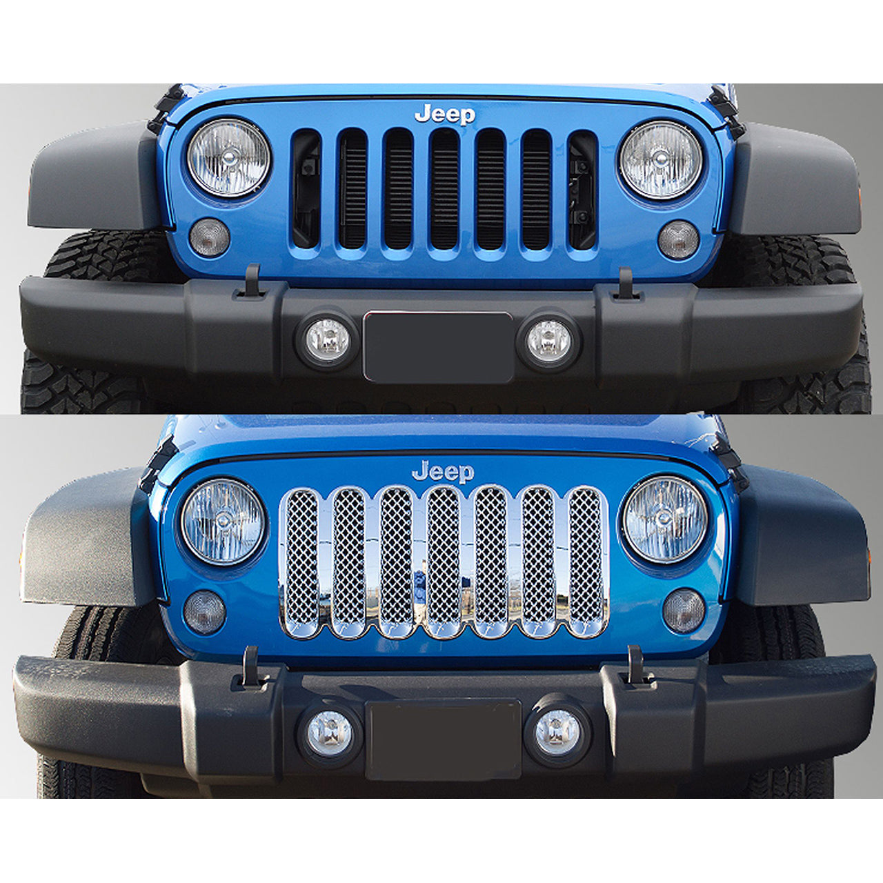 Trim Illusion - Chrome Tape-on Patented Grille Overlay 07-17 Jeep Wrangler, 2018 Jeep Wrangler JK Sport/Sahara/Rubicon/Unlimited Sport 1 PC
