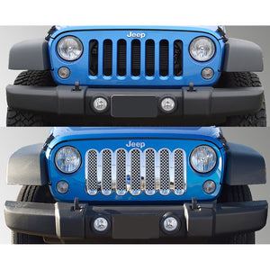 Trim Illusion - Chrome Tape-on Patented Grille Overlay 07-17 Jeep Wrangler, 2018 Jeep Wrangler JK Sport/Sahara/Rubicon/Unlimited Sport 1 PC