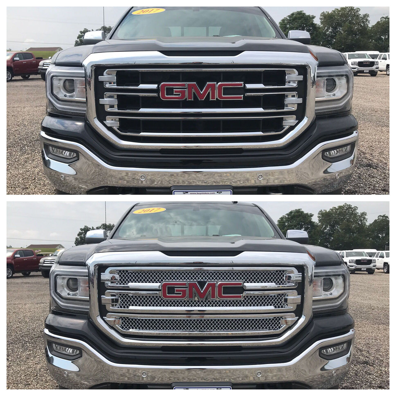 Trim Illusion - Chrome Tape-on Patented Grille Overlay 16-18 GMC Sierra 1500 SLT 3 PCS
