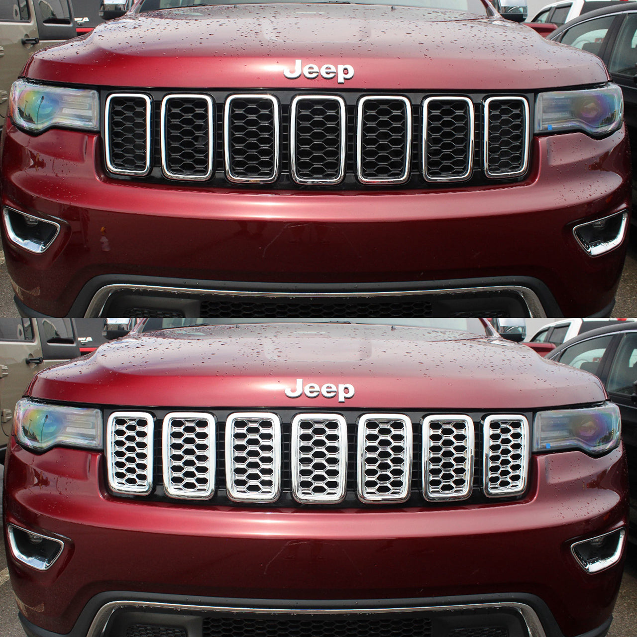 Trim Illusion - Chrome Tape-on Patented Grille Overlay 17-21 Jeep Grand Cherokee, 2022 Jeep Grand Cherokee WK Loredo/Limited/Overland/Summit 7 PCS