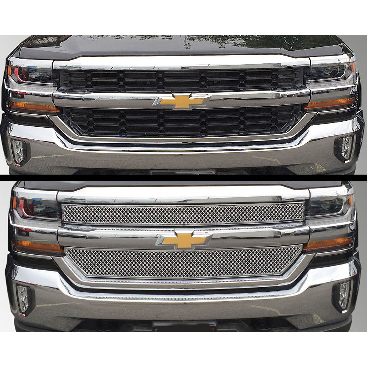 Trim Illusion - Mesh Chrome Patented Grille Overlay 16-18 Chevrolet Silverado 1500 LS/LT 2 PCS