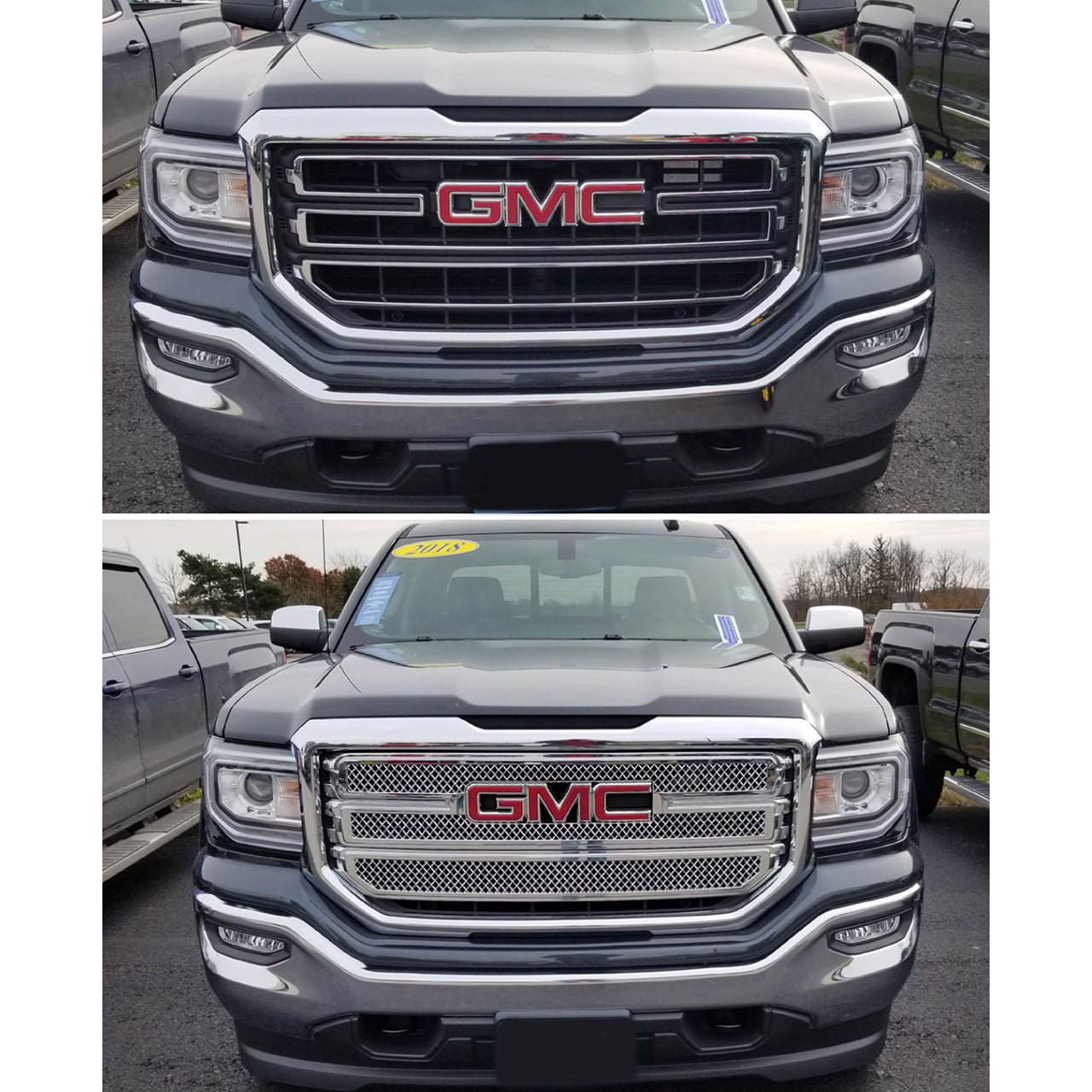 Trim Illusion - Chrome Tape-on Patented Grille Overlay 16-18 GMC Sierra 1500 Base/SLE 2 PCS