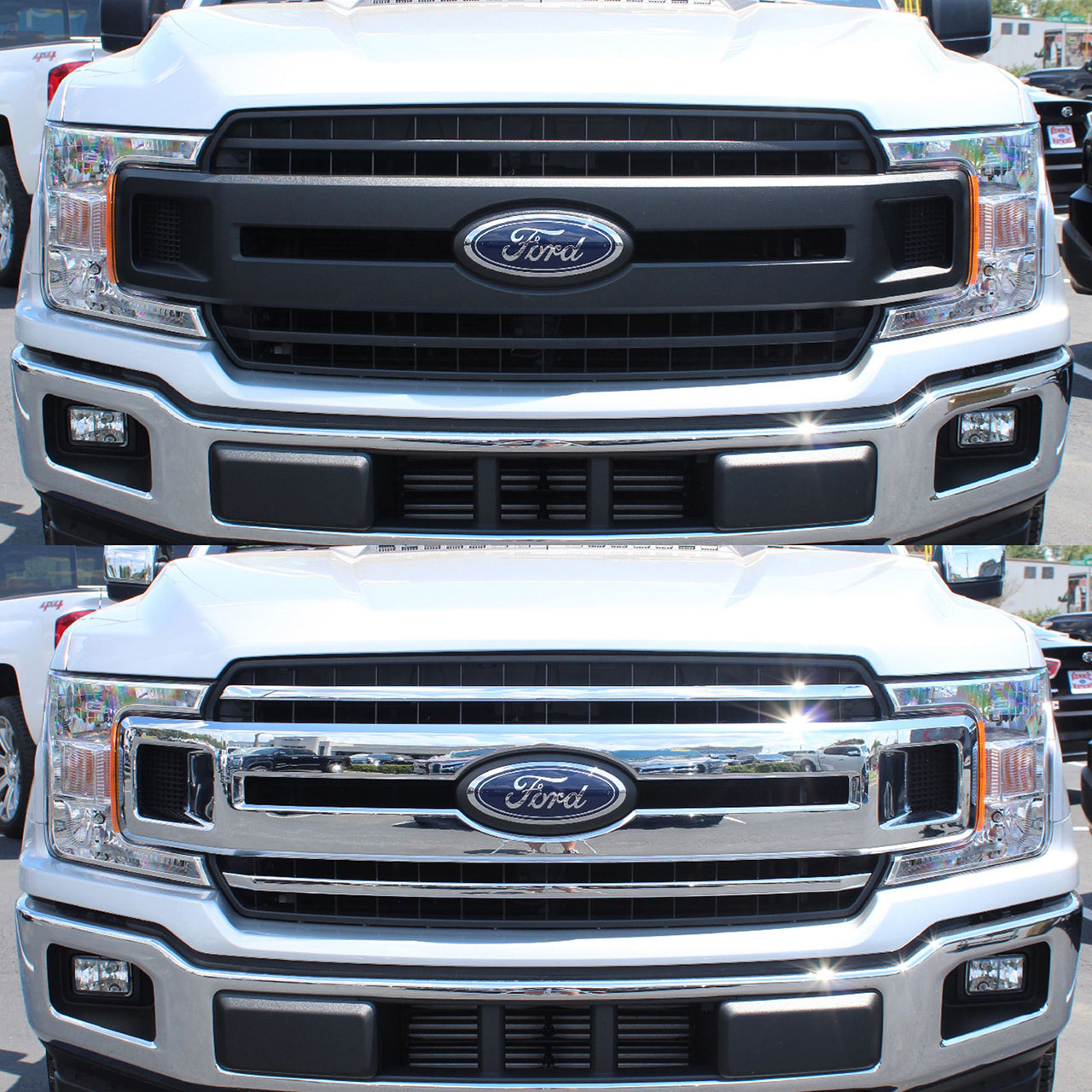 Trim Illusion - Chrome Tape-on Patented Grille Overlay 18-20 Ford F-150 Only Fits XL Un-Painted Grill 3 PCS