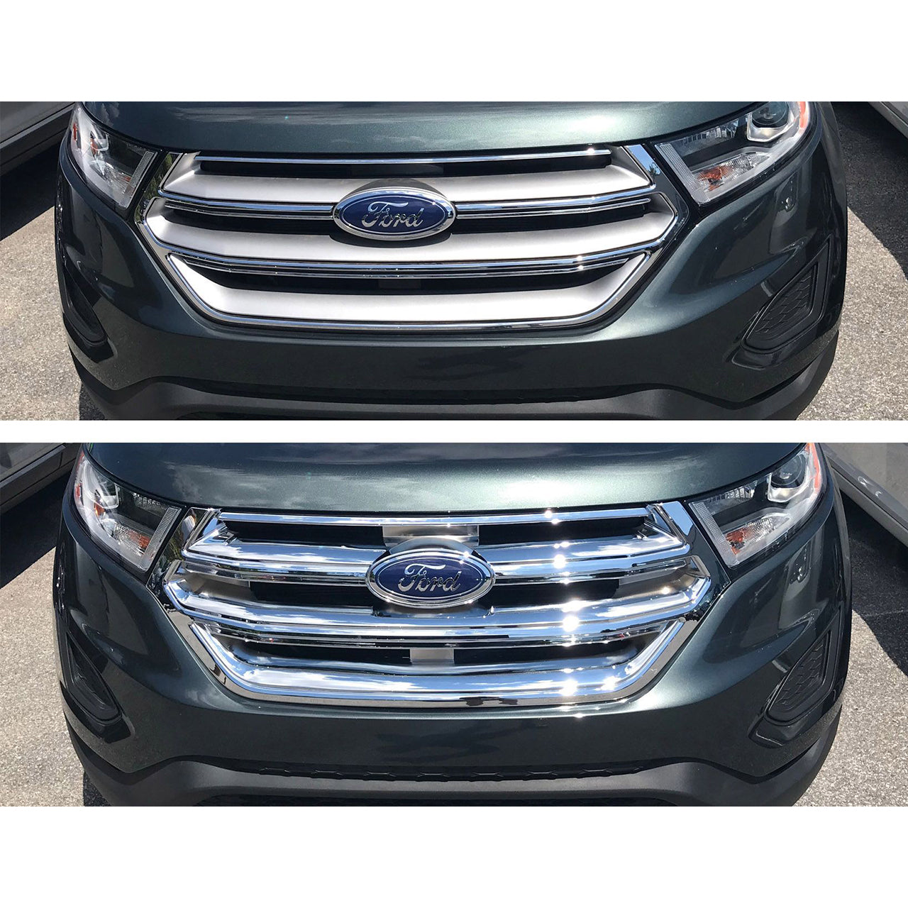 Trim IIlusion - Chrome Tape-on Patented Grille Overlay 15-18 Ford Edge Does not fit grille with Camera 1 PC