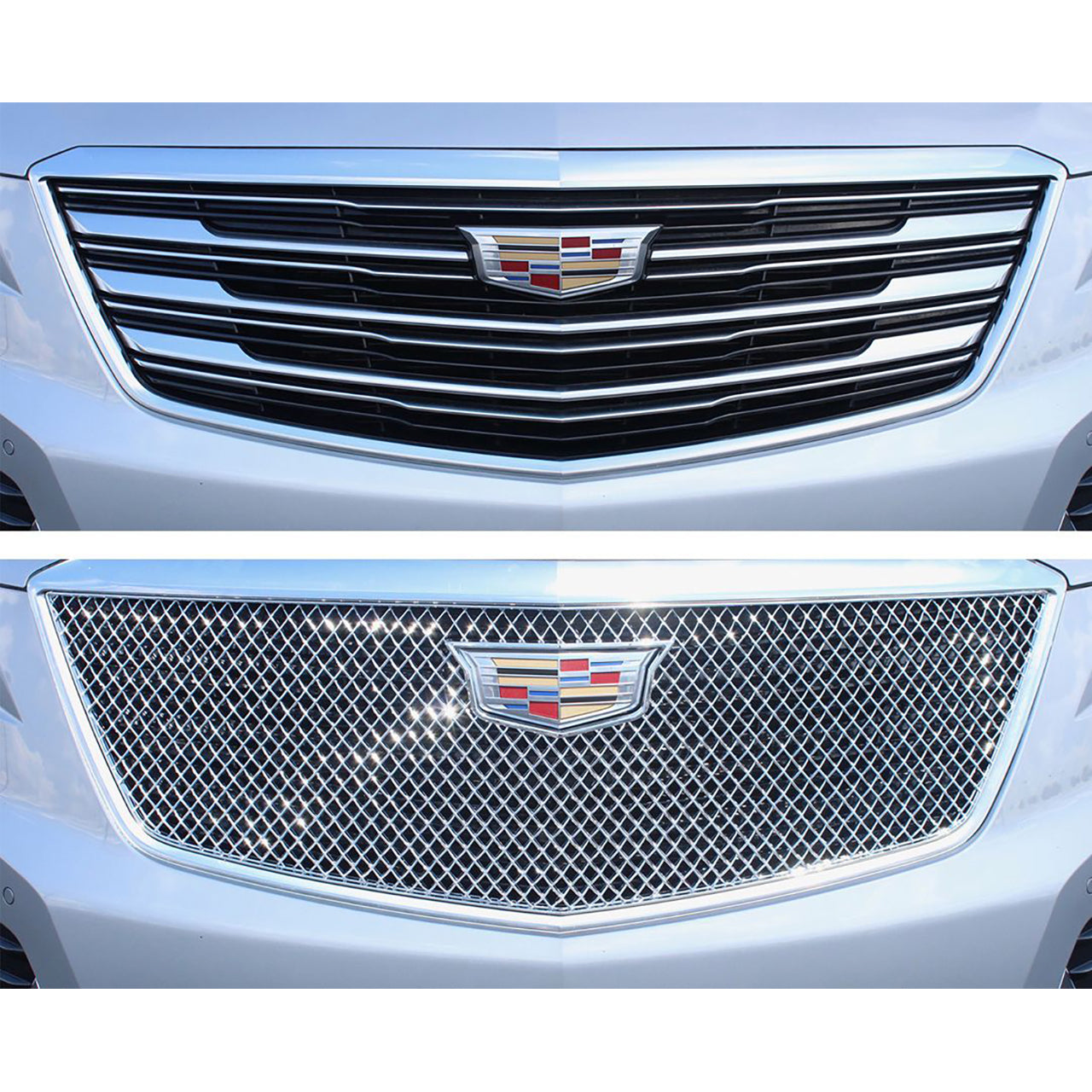 Trim Illusion - Chrome Tape-on Patented Grille Overlay 17-19 Cadillac XT5 Does not fit grille with Camera 1 PC