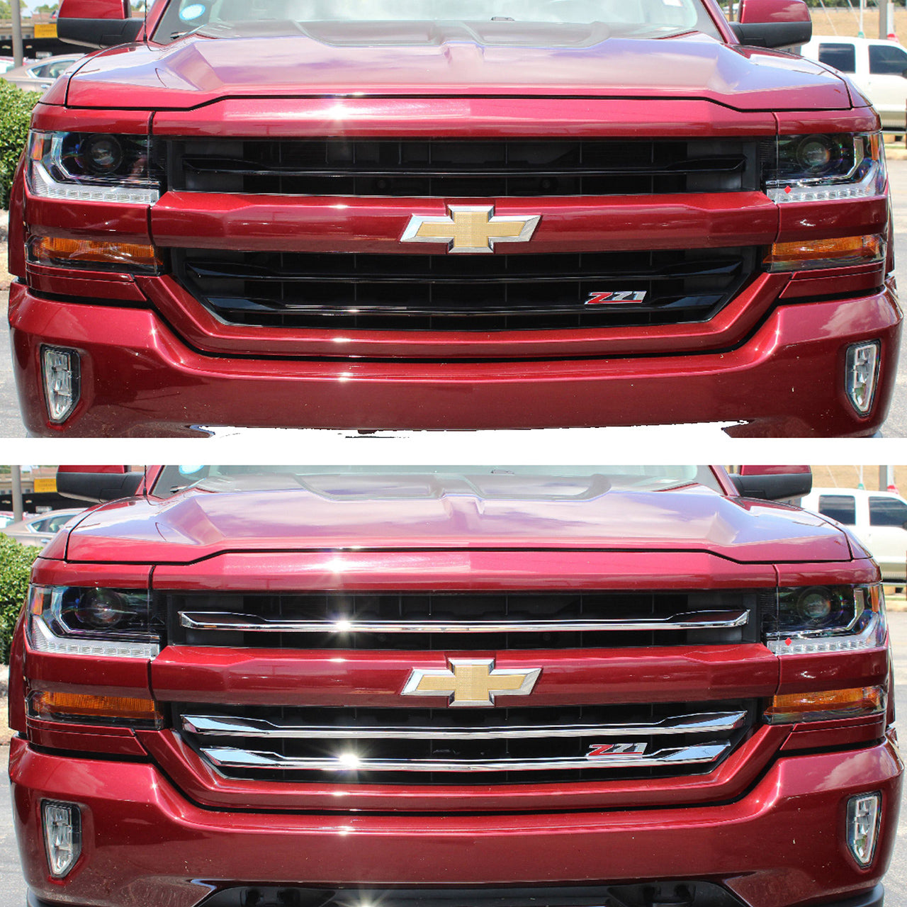 Trim Illusion - Chrome Tape-on Patented Grille Overlay 16-18 Chevrolet Silverado 1500 Z71/HIGHCNTRY 3 PCS