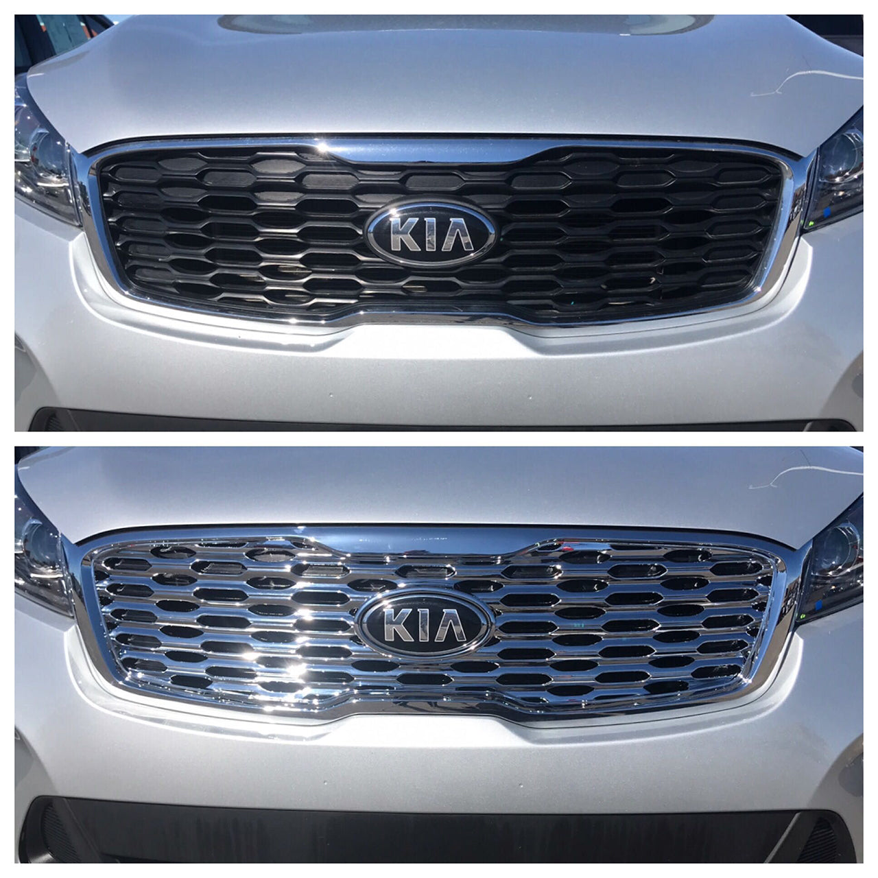 Trim Illusion - Chrome Tape-on Patented Grille Overlay 19-20 Kia Sorento Fits LX/EX Only Does not fit grille with Camera 1 PC