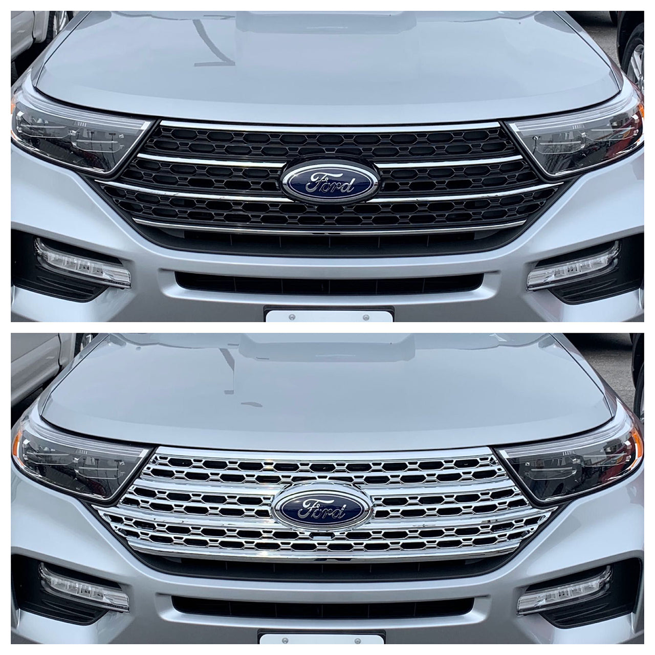 Trim Illusion - Chrome Patented Snap-on W/Tape Patented Grille Overlay 20-24 Ford Explorer Base/XLT Does not fit grille with Camera 1 PC