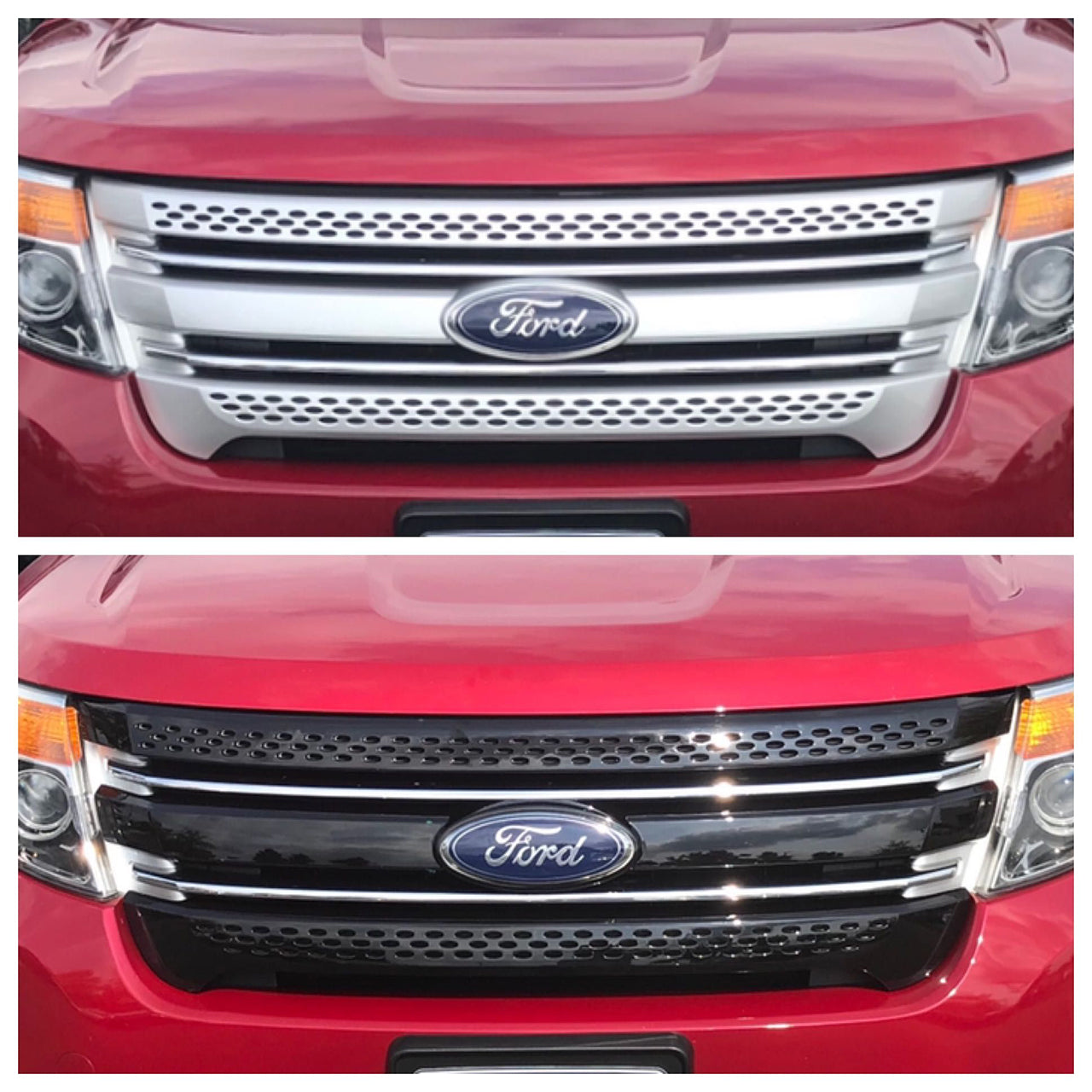 Trim Illusion - Gloss Black Tape-on Patented Grille Overlay 11-15 Ford Explorer Does Not Fit Sport 3 PCS