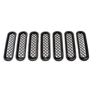 Trim Illusion - Gloss Black Tape-on Patented Grille Overlay 07-17 Jeep Wrangler, 2018 Jeep Wrangler JK Sport/Sahara/Rubicon/Unlimited Sport 7 PCS