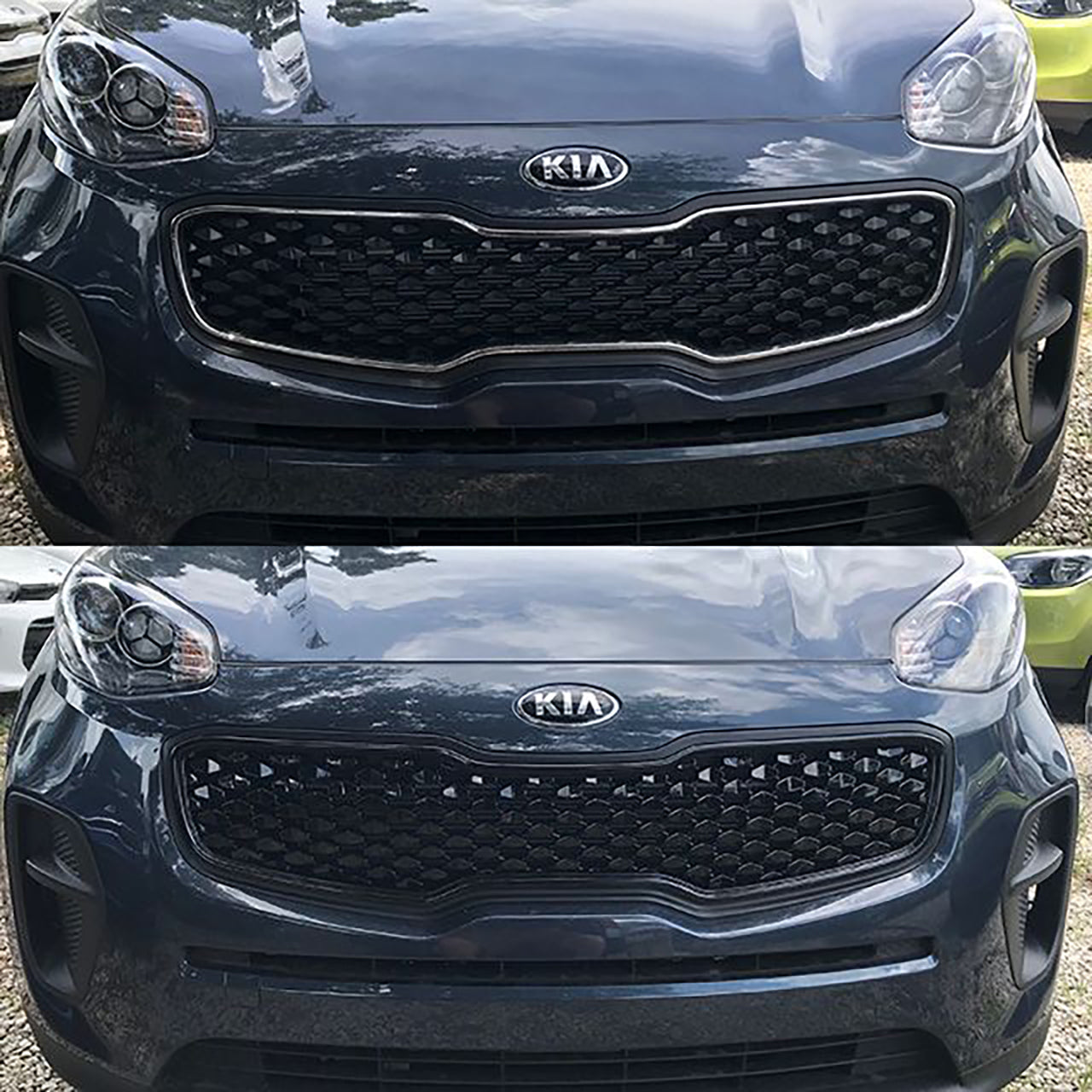 Trim Illusion - Gloss Black Tape-on Patented Grille Overlay 16-19 Kia Sportage LX 1 PC OEM Look