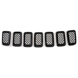 Trim Illusion - Mesh Gloss Black Tape-on Patented Grille Overlay 11-17 Jeep Compass Sport/Limited/Latitude 7 PCS