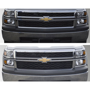 Trim Illusion - Mesh Gloss Black Tape-on Patented Grille Overlay 14-15 Chevrolet Silverado 1500 WT/LT. NOT FOR SPORT MODELS 2 PCS